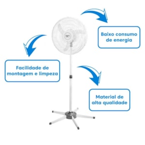 Ventilador de Coluna Tron 50cm Aço Branco Bivolt