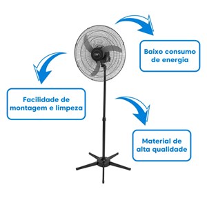 Ventilador de Coluna Tron 50cm Aço Preto Bivolt