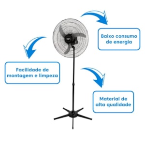 Ventilador de Coluna Tron 60cm Aço Preto Bivolt