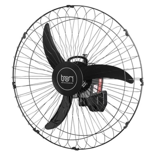 Ventilador de Parede Oscilante 60cm 140W Grade Aço Preto Bivolt Tron
