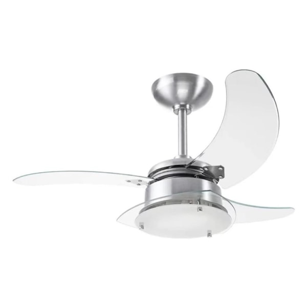 Ventilador de Teto Chanceler San Alumínio Escovado com Pás Transparentes 127V TRON